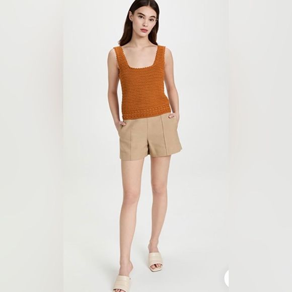 Vince. Crochet square neck tank in burnt orange large - Picture 4 of 11